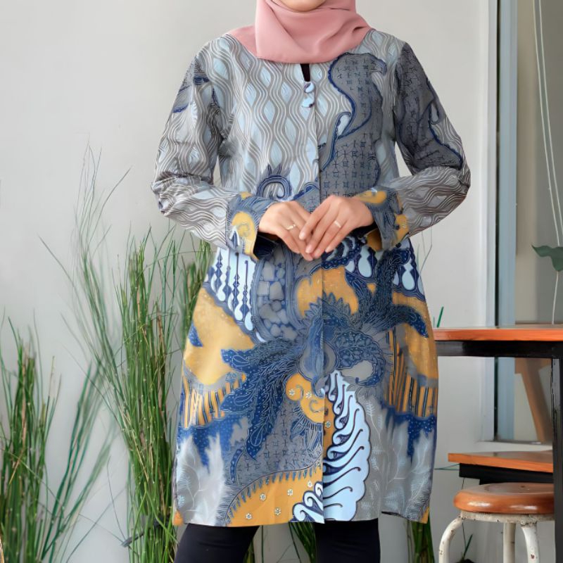 tunik batik reog pola original arta batik super seragam batik kantor batik halus batik busui kancing