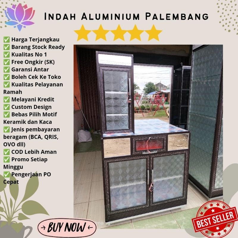 MEJA RIAS MINIMALIS ALUMINIUM MURAH (FREE RODA) PALEMBANG