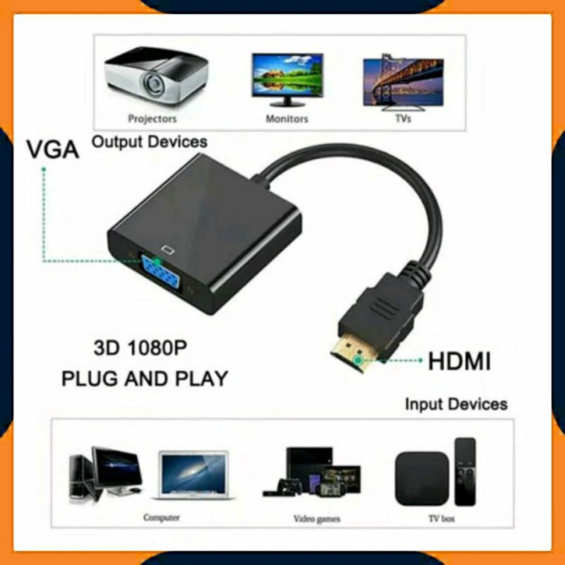 [COD] ADAPTER KONVERTER HDMII MALE TO VGA FEMALE CONVERTER / KABEL LAPTOP KE MONITOR / LAPTOP KE PROYEKTOR