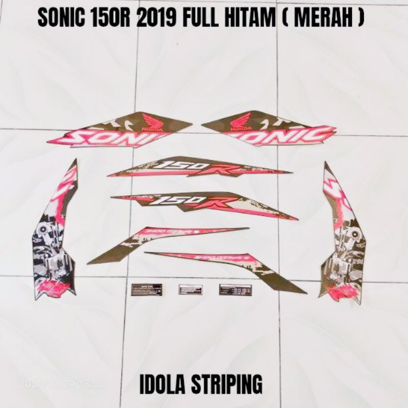 Striping Sonic 150R 2019 Full Hitam ( Merah )