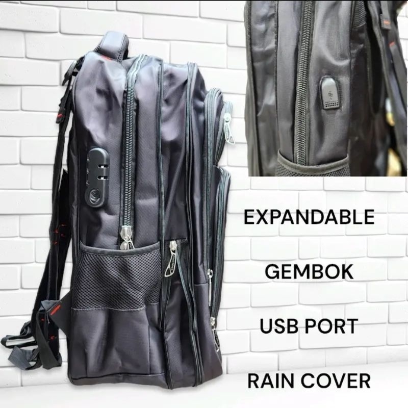 Tas Ransel Jumbo/ Tas Ransel POLO GIVES / Tas kerja pria Original Import - USB PORT