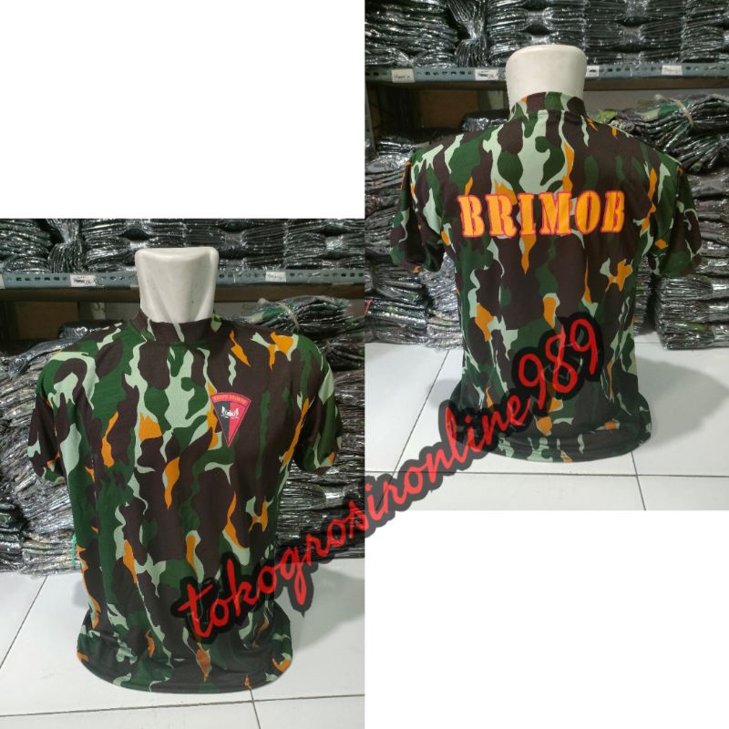 Kaos loreng brimob bahan jersey dryfit