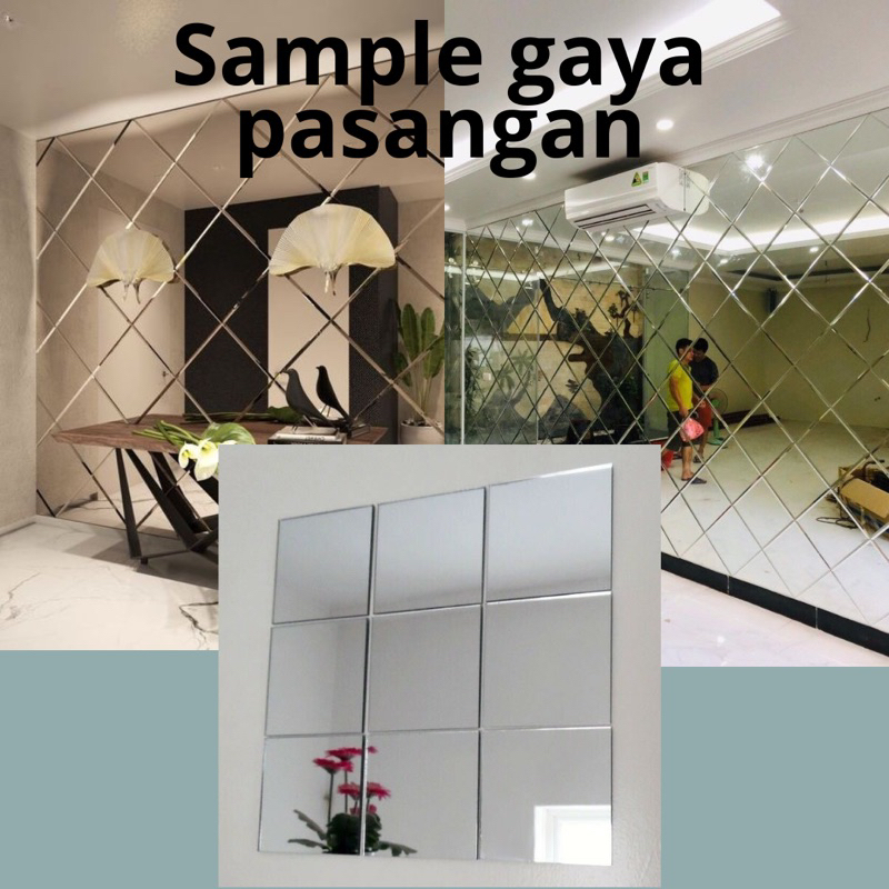 Kaca Cermin 100% Asli 20x20 Lebih tebal/ Cermin Dekorasi Dinding Persegi