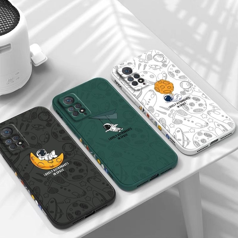 Soft Case Bahan Silikon Motif Astronot Nasa Untuk Xiaomi Redmi Note 8 9 10 11 Pro 10A 9A 9 10 10C 9T 9C POCO M3 M4 NFC