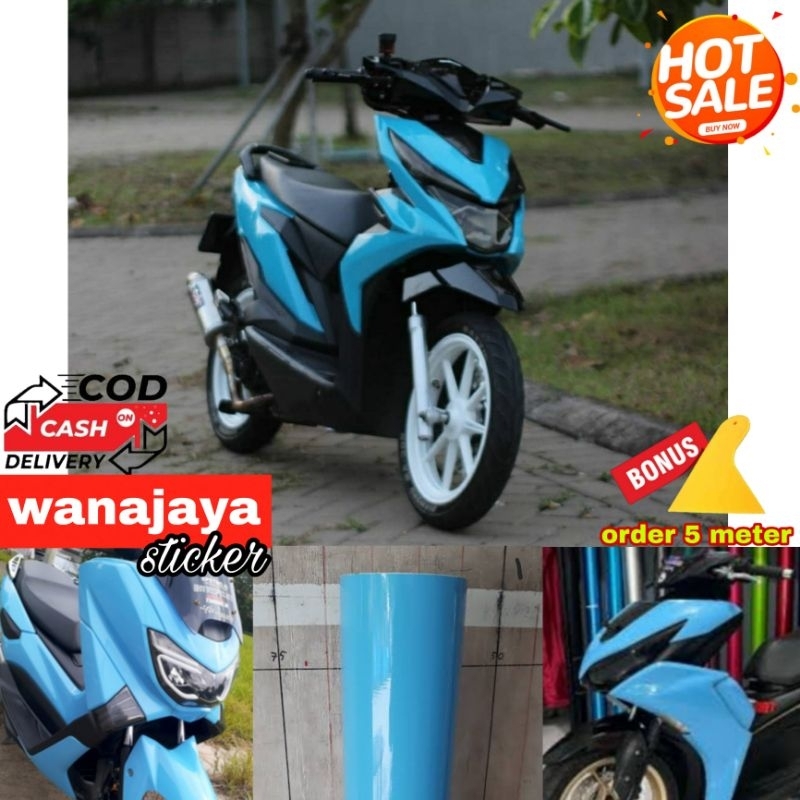 sticker skotlet motor warna biru muda skotlet ice blue