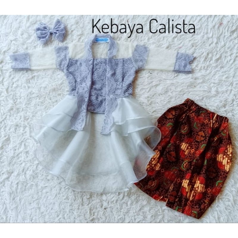 kebaya calista abu2/kebaya anak perempuan/kebaya anak terbaru/kebaya kutubaru/kebaya brokat anak