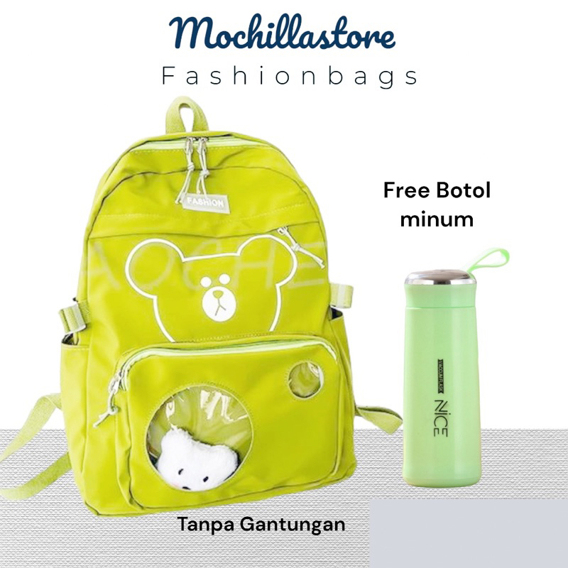 Mochillastore - Tas Ransel Sekolah Perempuan Boneka geoy Teddy bear Tas Ranasel Backpack Anak Sekolah SD SMP SMA Tas Anak Remaja Muatan Besar masuk Buku Paket  LKS dan Laptop + Tambler Tas COD Termurah