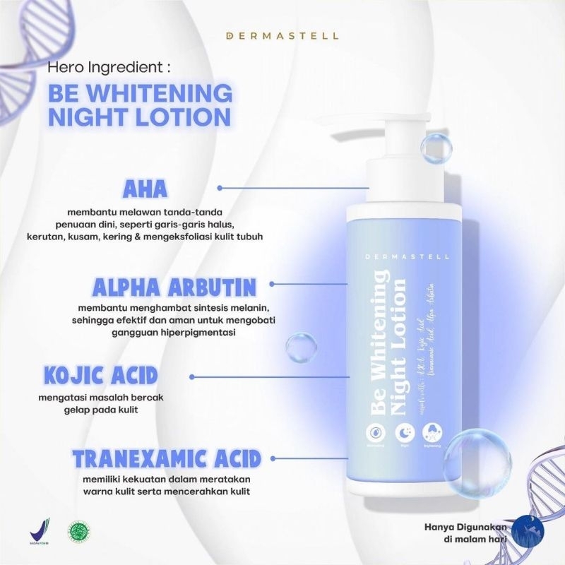 DERMASTELL Night Lotion Whitening | Lotion Pemutih | Lotion Whitening