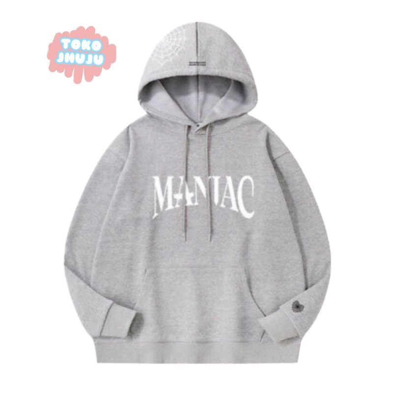 Hoodie Jumper Hyunjin Stray Kids Maniac Putih + Jaring Kupuluk Tangan Kiri