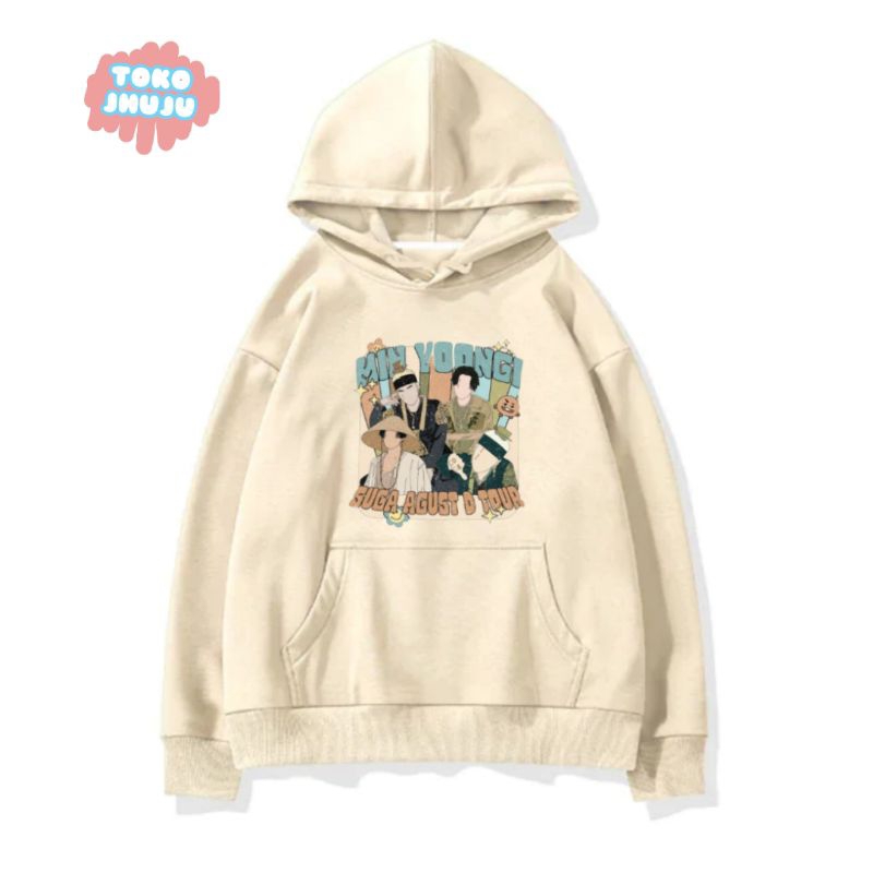 Hoodie Jumper Min Yoongi Suga Agus D Tour Ilustrasi Kartun