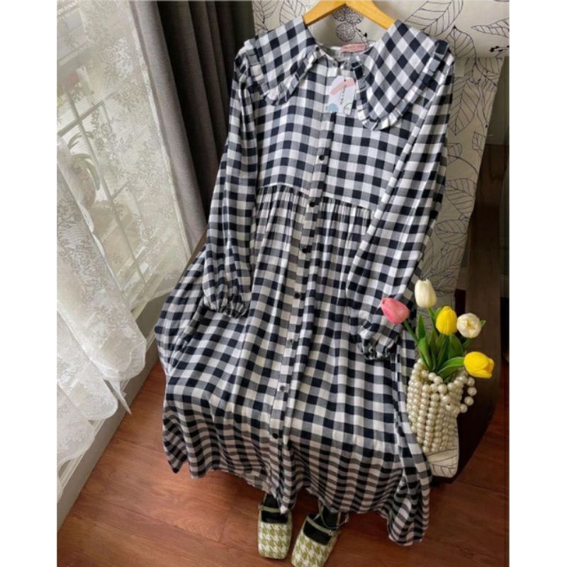 Preloved Yoona Big Gingham/Preloved Haidee Orlin/Preloved Mididress/PL Tunik/Haidee&Orlin/Yoona