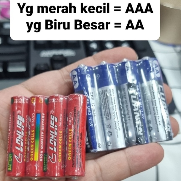 Batu Batt AA=Besar/AAA=Kecil Brand Green 1.5V 1.5 V Lion Litium Ion Baterai Baterei / Battery High Energi Per 1 Pcs Murah Bagus Kualitas Lumayan 1X Pakai