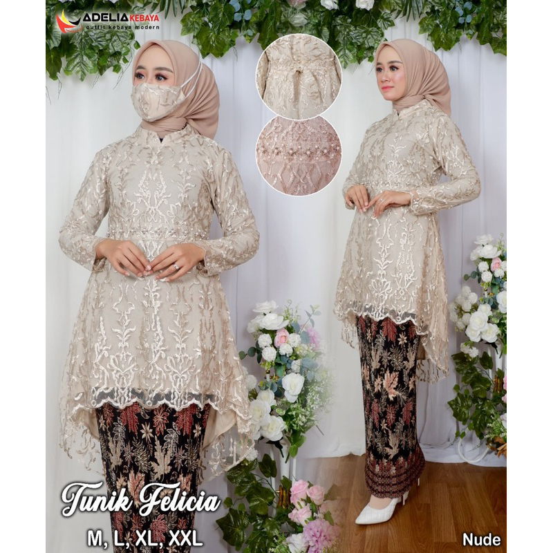 Permata Olshop / Setelan Kebaya Tunik Felicia / Kebaya Modern / Kebaya Wisuda / Kebaya Lamaran / Kebaya Tunangan