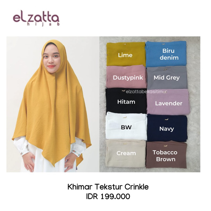 Khimar Tekstur Crinkle Elzatta Hijab Jilbab Kerudung Bergo Syari