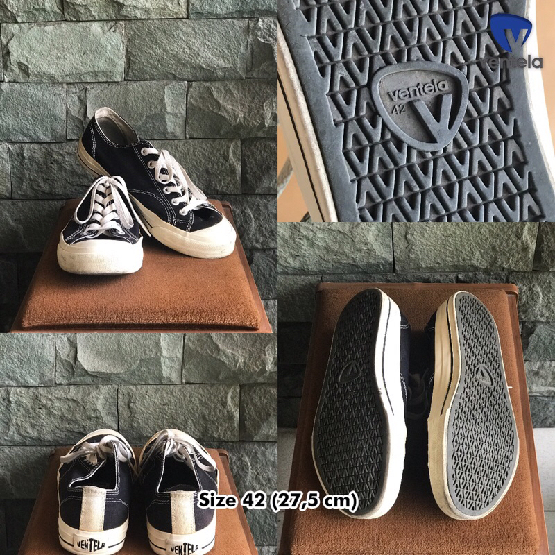 Sepatu Ventela Basic Hitam Putih Natural Second Ori Like New Size 42