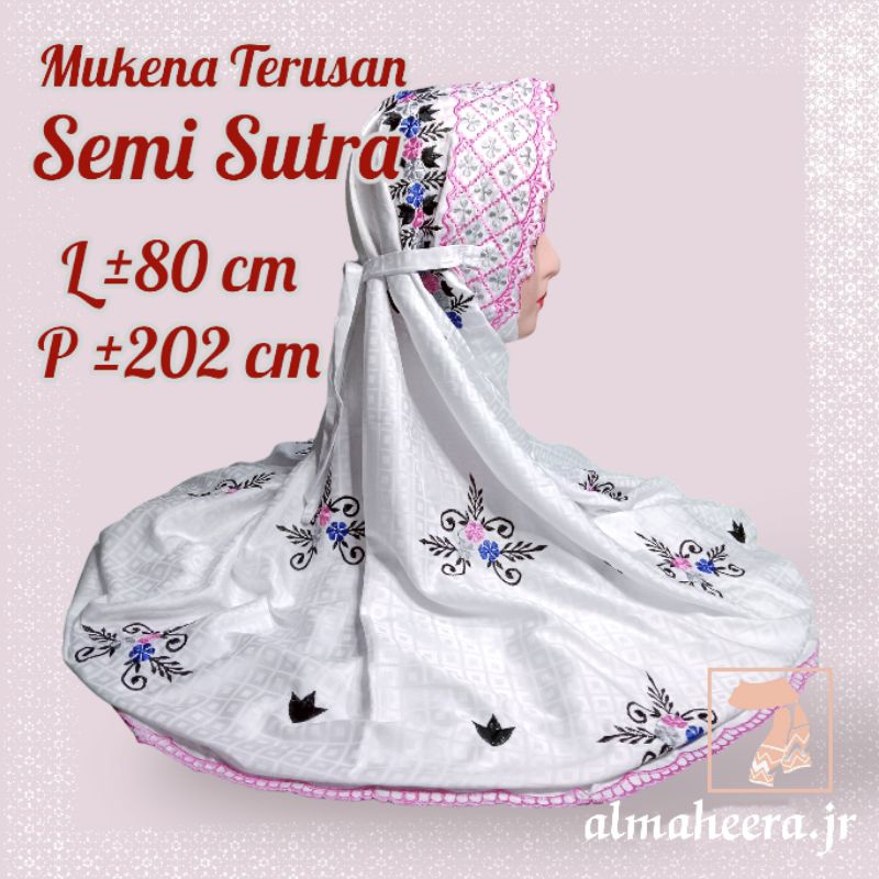 MUKENA DEWASA SEMI SUTRA KOTAK² BUNGA TABUR [ SIMPLE SERIES ] - MUKENA TERUSAN SEMI SUTRA