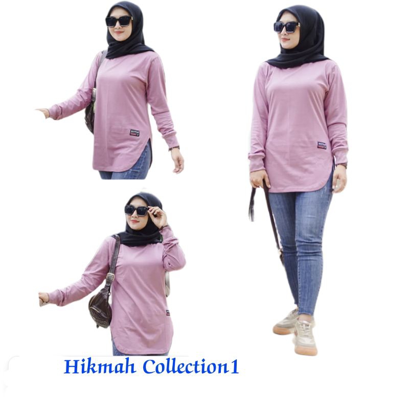 OVAL JUMBO 011√  KAOS ATASAN WANITA MODEL OVAL LENGAN PANJANG PAKAI RIB BAHAN KATUN KOMBET 20S