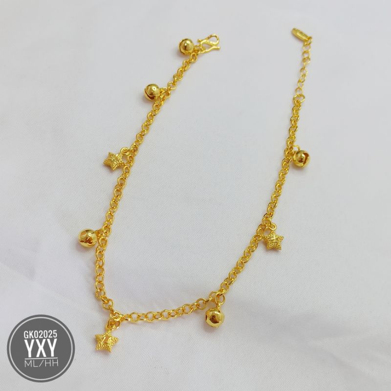 Gelang kaki yaxiya rantai bintang warna 24k gold GK02025