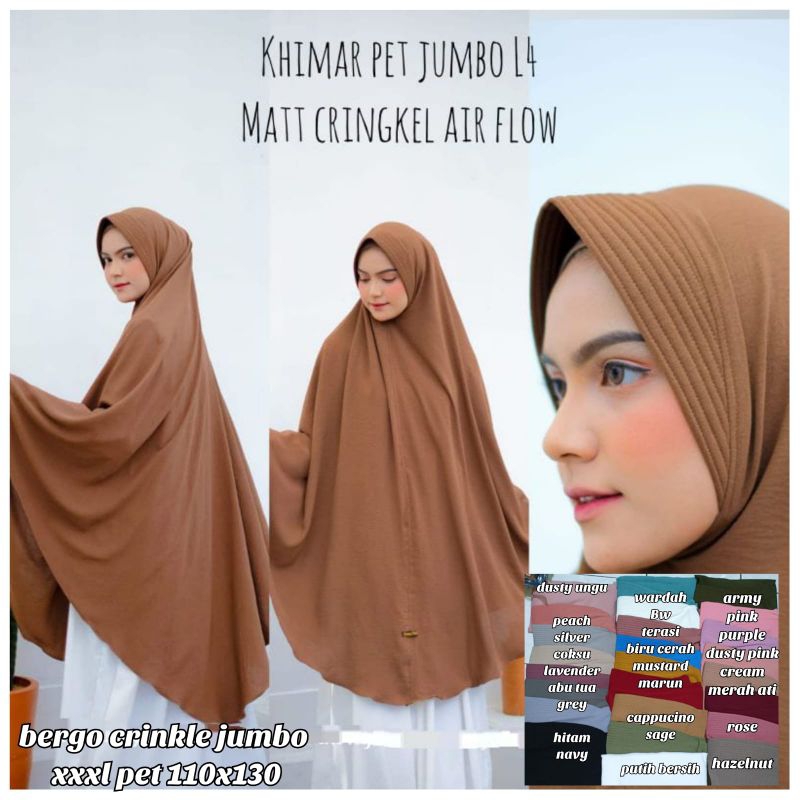 kerudung bergo jumbo cringkel airflow pet XXXL