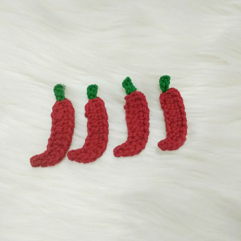 Aplikasi cabe rajut/cabai rajut/hiasan tempel cabe