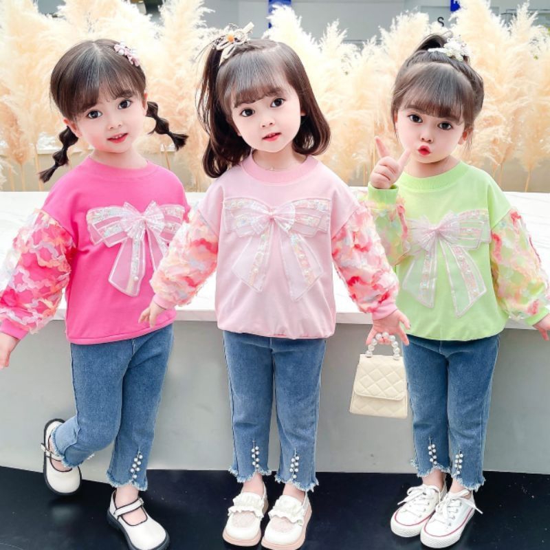 SETELAN ROK LEGGING ANAK PEREMPUAN IMPORT 1-5 TAHUN LENGAN PANJANG 7/8 / SETELAN ANAK CEWEK IMPORT ROK CELANA LEGGING TUTU + SWEATER ANGSA  BEAR KELINCI DANCE PITA MUTIARA