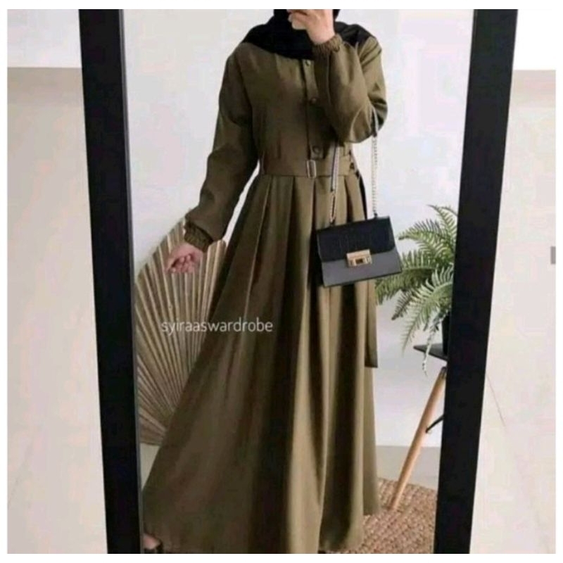 GAMIS SYAFIRA HITAM LARISA REMPEL BUSUI BUMIL DRESS  MOSCREPE PREMIUM