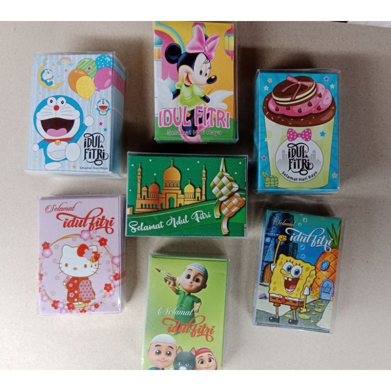 

50 Lembar....Amplop lebaran bungkus mika motip gambar kartun