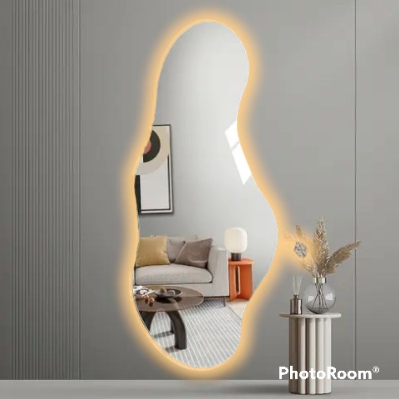 Kaca Aestetik Besar Cermin Besar Lampu Oval Bulat Led Wastafel Ruang Tamu Dekorasikaca Cermin Besar