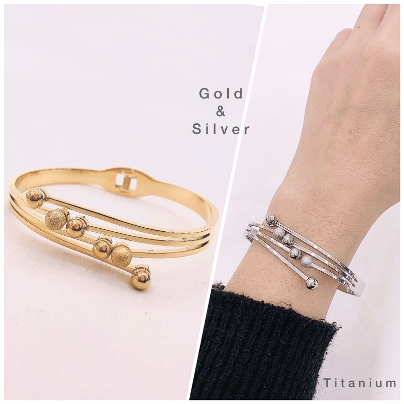 Gelang Titanium Asli kilau mirip emas asli Premium Quality Anti Karat Anti Alergi Bracelet Branded Band Stainless Steel Ori G399