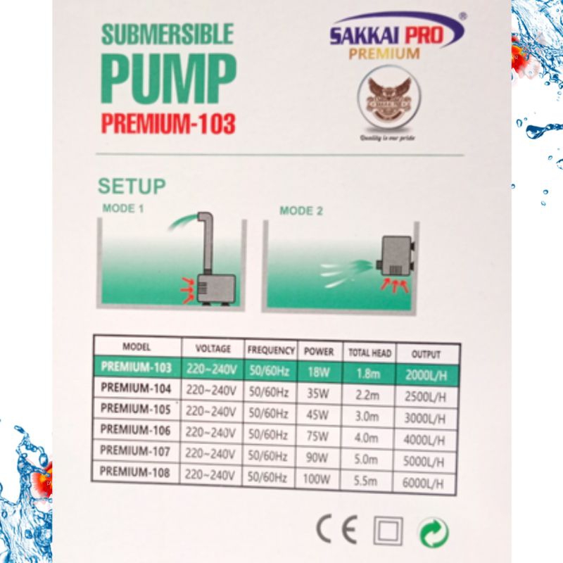 Promo Murah Pompa Kolam Air Mancur Hidroponik Submersible pump SAKKAI PRO PREMIUM 103