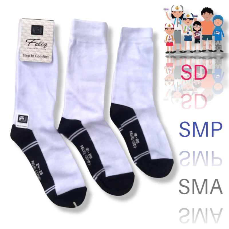 Kaos Kaki Sekolah Bahan spandek SD SMP SMA