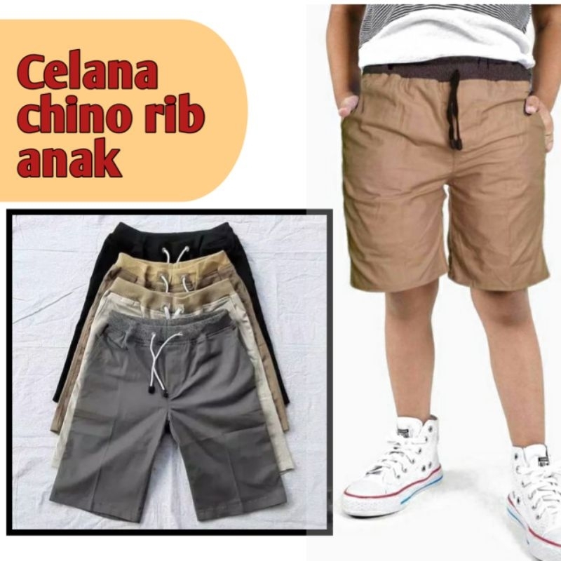 chino celana pendek anak laki-laki hitam moca abu cream 1- 15 tahun