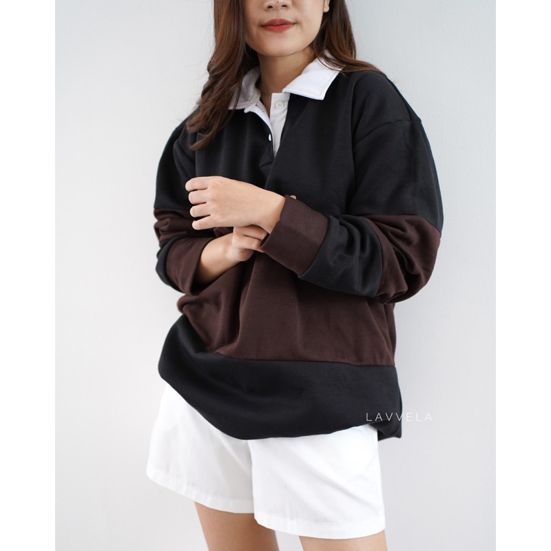 GLADYS SWEATER OVERSIZE | SWEATER RUGBY | SWEATER GARIS | SWEATER FLEECE | HOODIE | SWEATER KERAH | LAVVELA