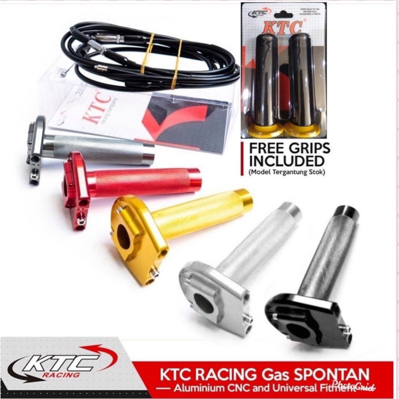 Gas Spontan KTC CNC 2 kabel gratis 1 pasang grip Ktc untuk semua motor - Hitam, KTC Tanpa Grip lexi 