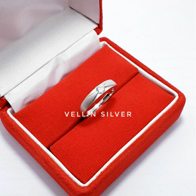 Cincin Silver 925 Asli Lapis Emas Putih - Cincin Pria Cincin Wanita Perak 925 Model Satu Mata
