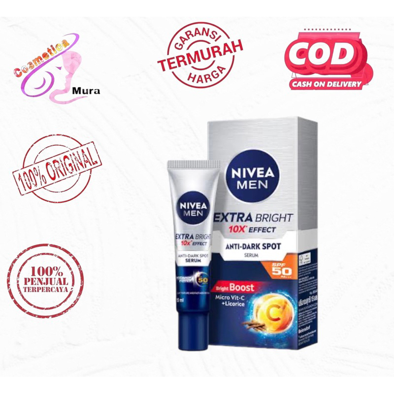 &lt; serum cream spf 50 &gt; nivea men dark spot serum cream wajah || nivea men extra bright spf 50 pa +++ serum cream