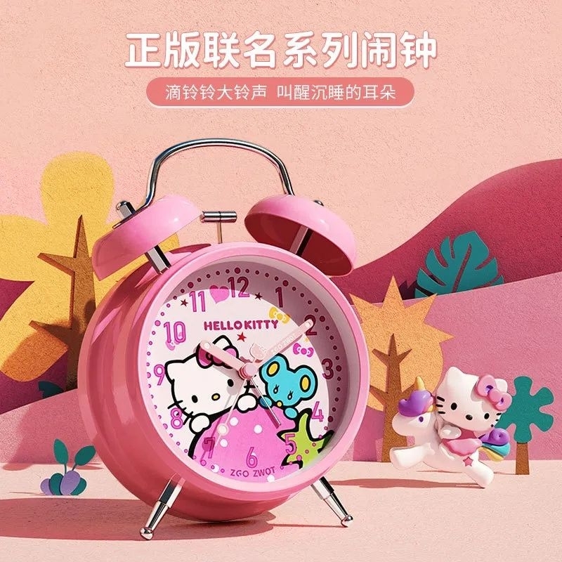 Jam Weker Beker Alarm Kring Meja Bulat Karakter Anak Perempuan Motif Kartun Hellokitty 6040