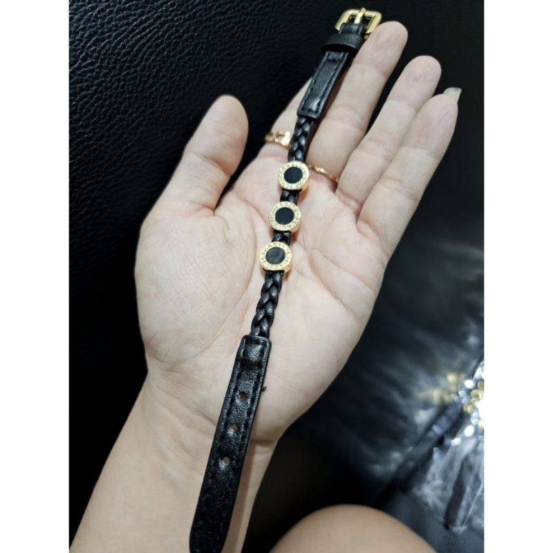 Gelang Kulit Hitam Motif Bvl Gelang kulit kepang Gelang Kulit Mix Titanium  branded band bahan kulit Premium Quality G119