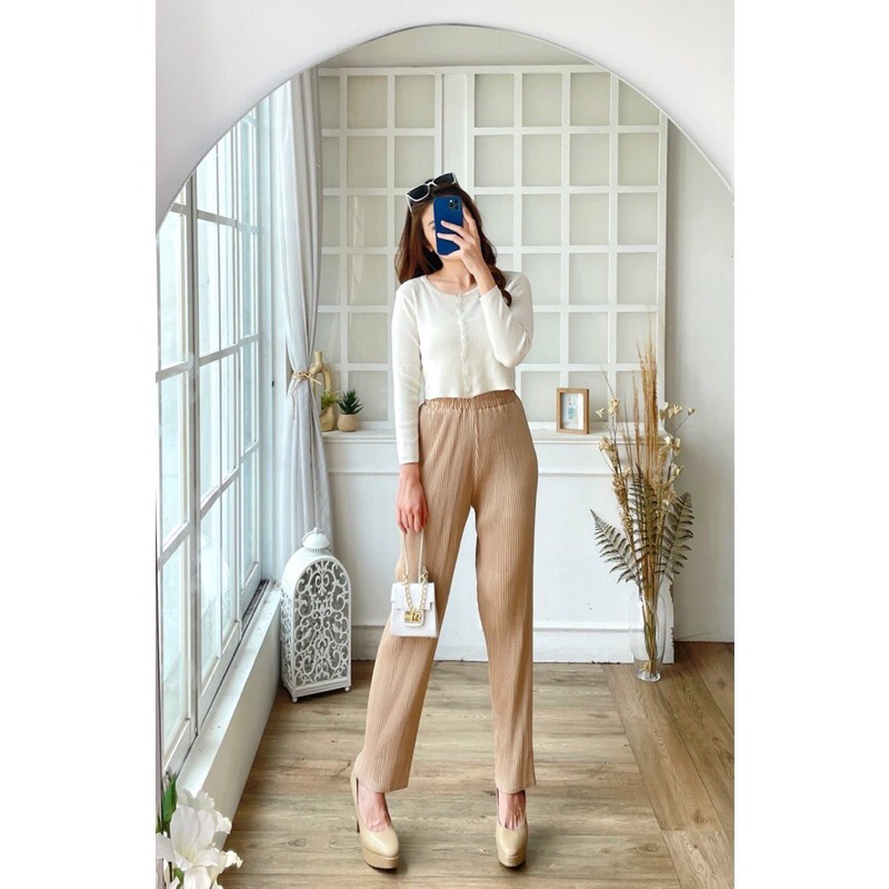 Celana Pensil Plisket Lidi / Pencil Pleated Pants/ Kulot pencil lidi