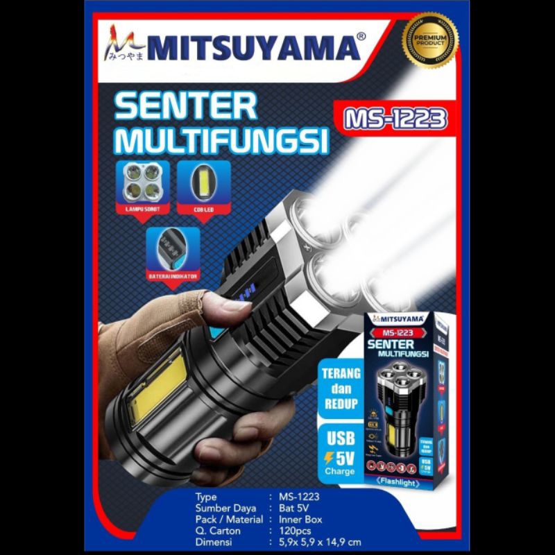 Senter Multifungsi MS-1223 Mitsuyama Senter Lampu Sorot LED OSL+COB