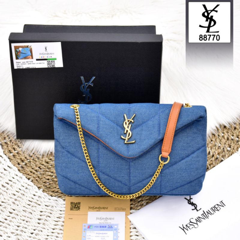 TAS YSL SAINT LAURENT LOU LOU JEANS BAG 88770 PLATINUM LIKE ORI