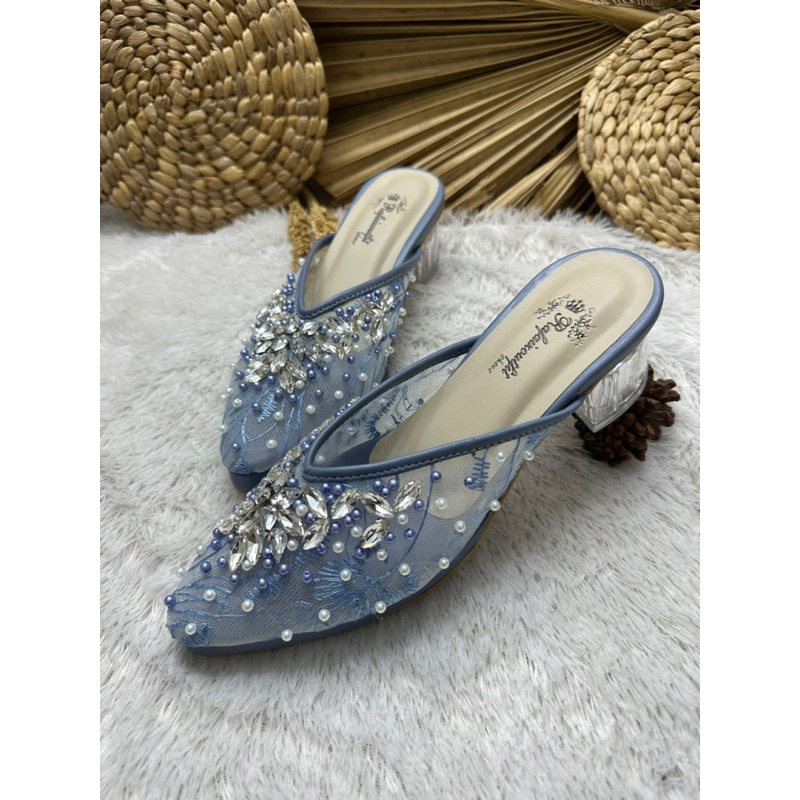 sepatu wedding wanita dhara iceblue 5cm tahu