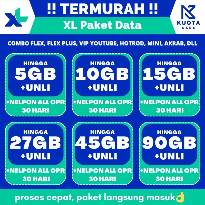 Inject XL Paket Data / Kuota Internet Xtra Combo Flex Promo Murah