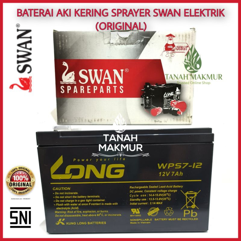 BATERAI AKI KERING LONG SEMPROTAN SWAN ELEKTRIK LONG 12V 7Ah ELECTRIC SPRAYER F16 BE16 GSE MTB 2IN1 
