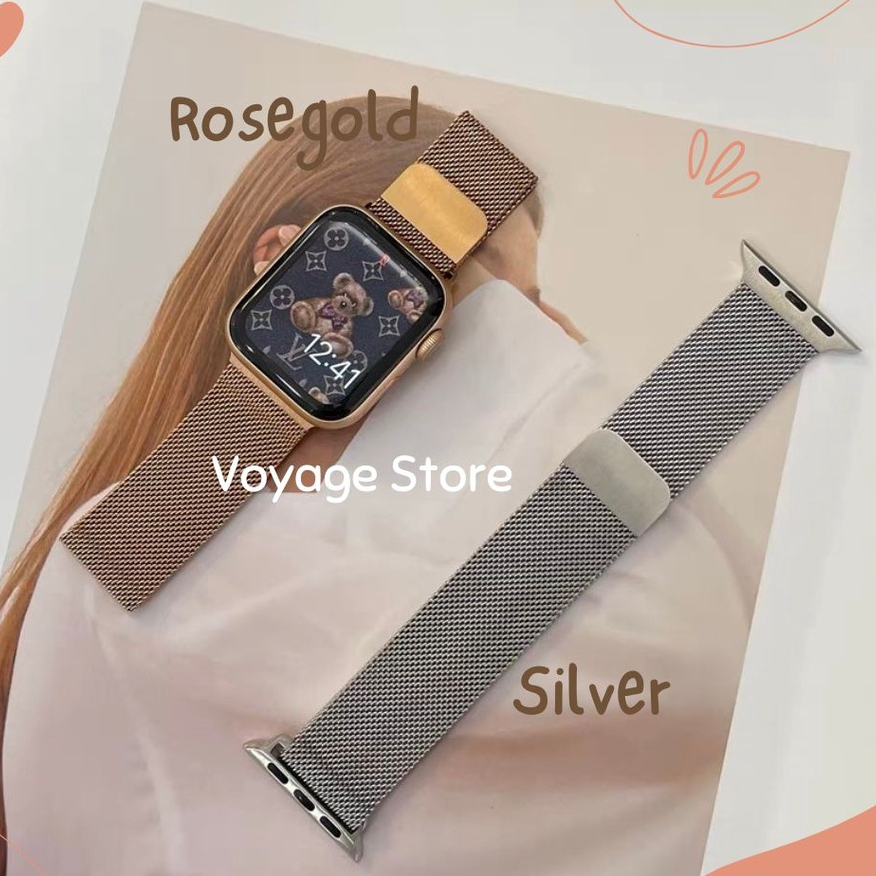 Strap milanese loops magnet murah iwatch apple watch series 8 7 4 5 6 38mm 42 mm 45mm 41mm 49mm ultra stainless steel jam dw strap