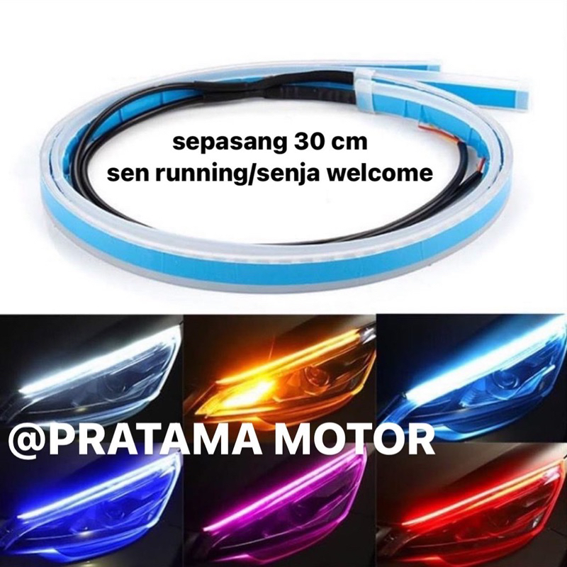 Lampu Alis DLR Led Fleksibel 2 Mode Running dan Senja Welcome Anti Air Waterproof 30CM Sepasang DC 12V