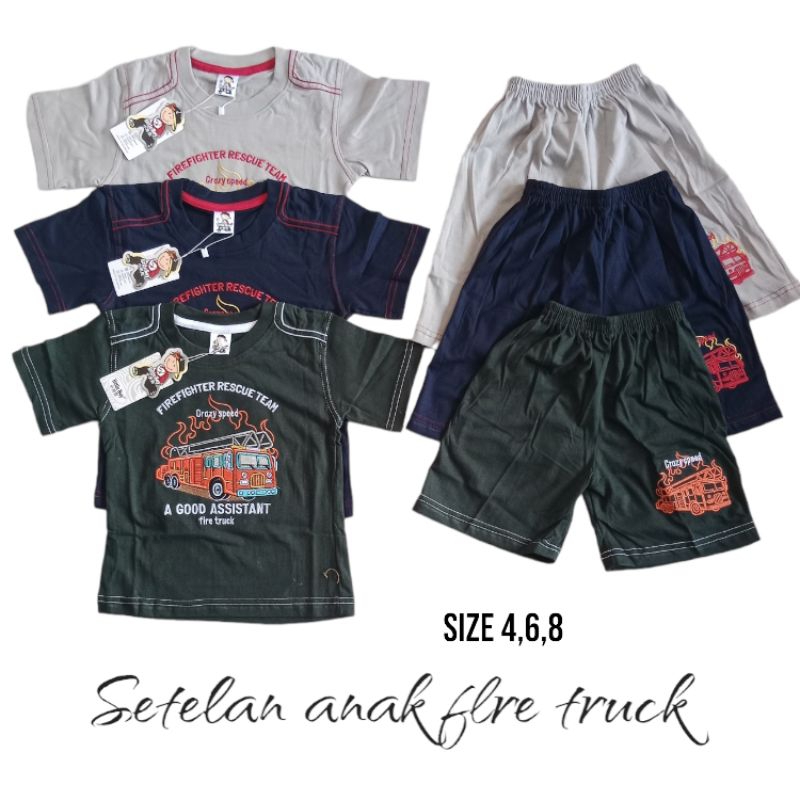 SETELAN ANAK LAKI LAKI LITTLE BOY FIRE TRUCK
