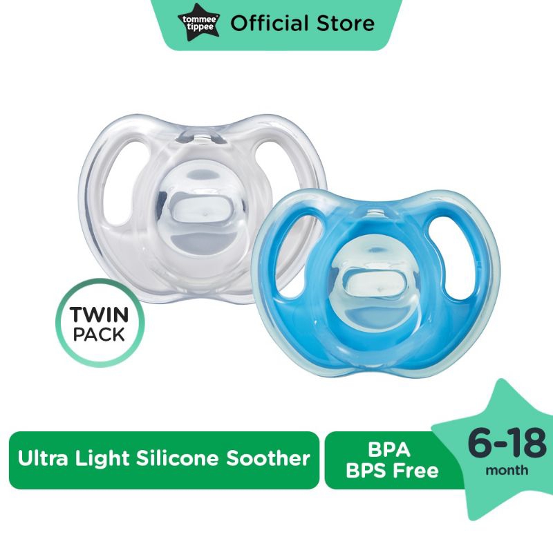 Tommee Tippee Ultra Light Silicone Soother - Twin Pack - Dot Empeng Bayi