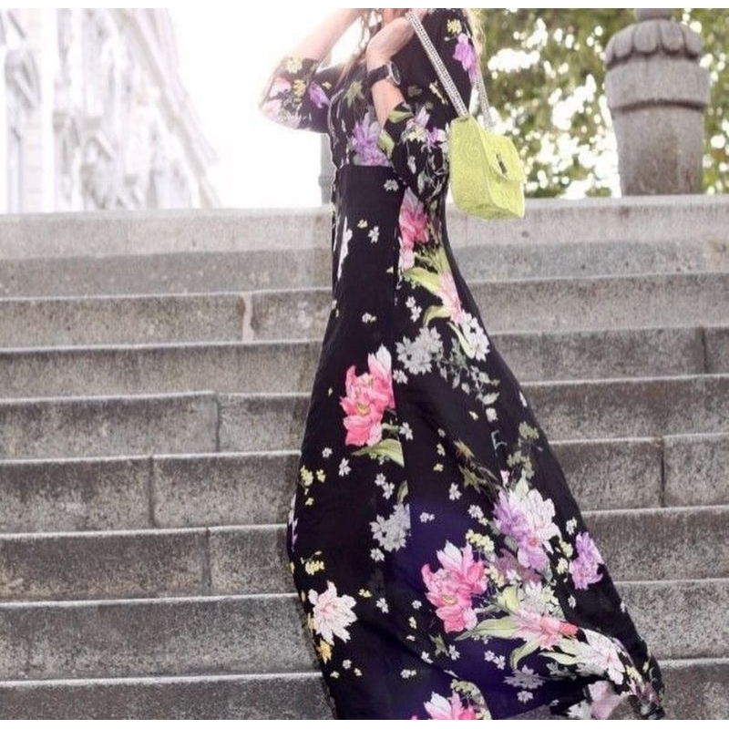 Z** black flora maxy dress