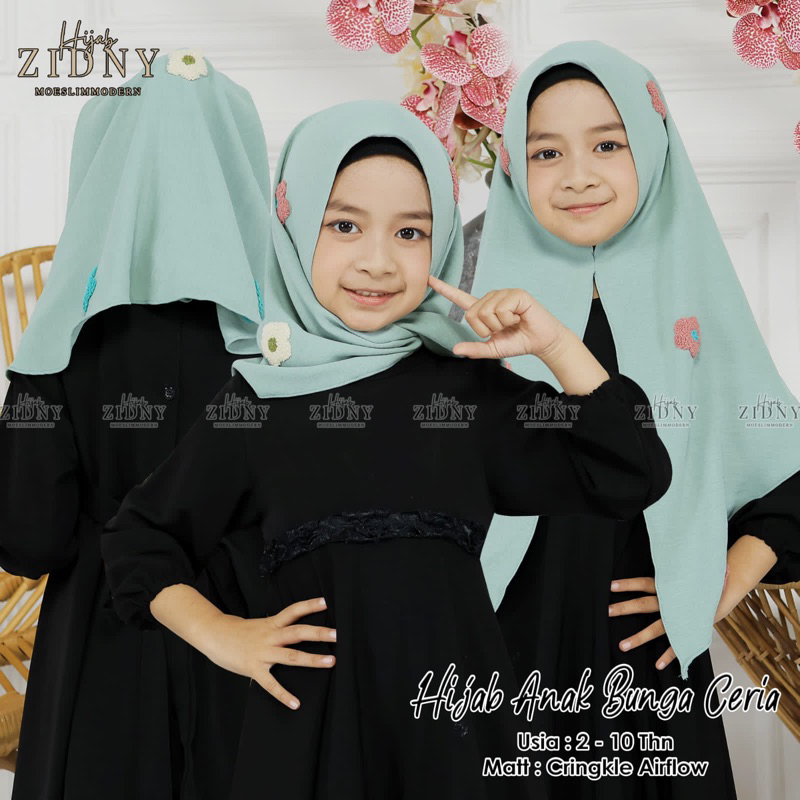 Hijab Anak segi tiga instan motif bunga